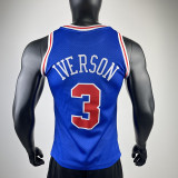 1996/97 76ERS IVERSON #3 Blue Retro Top Quality Hot Pressing NBA Jersey(圆领）