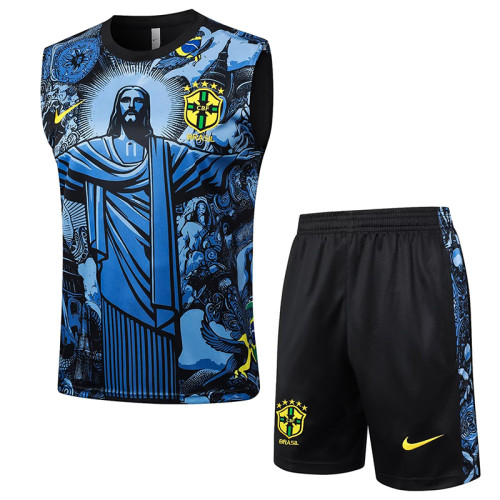 24/25  Brazil Black Christ statue top and shorts suit