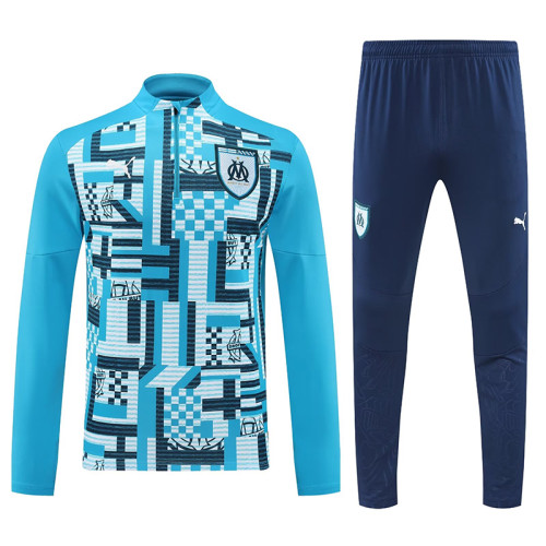 24/25 Marseille Sky Blue Printing Half Pull Tracksuit  (半拉链)