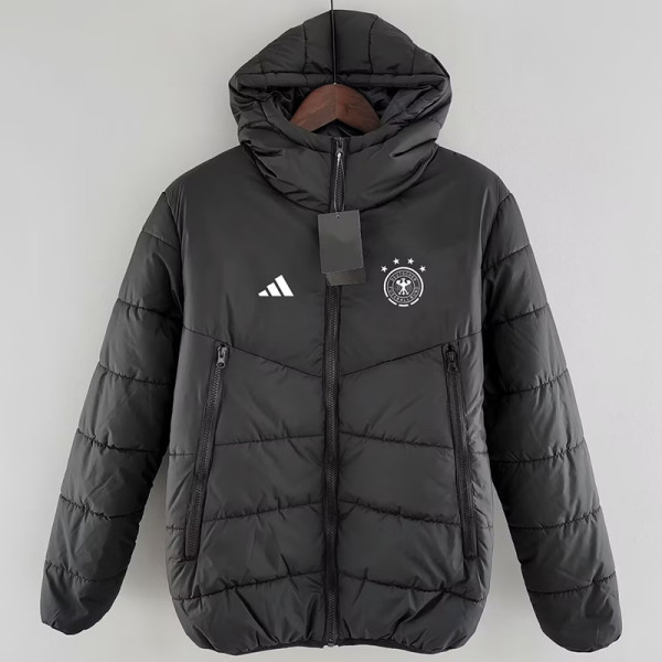 24/25 Germany Black Hooded Cotton Coat(White label) 连帽棉衣(白标）