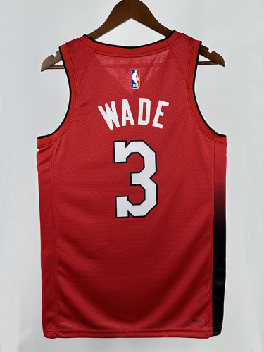 24/25 HEAT WADE # 3 Red Top Quality Hot Pressing Retro NBA Jersey