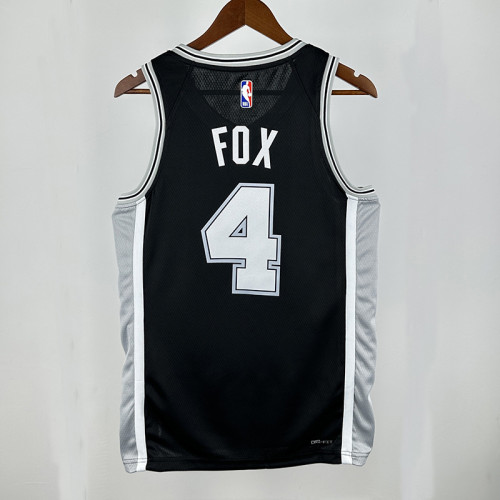 Sa Spurs FOX #4 Black Top Quality Hot Pressing NBA Jersey