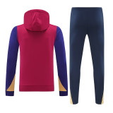 24/25  BAR Wine Red Hooded  Tracksuit(黑色胸花）