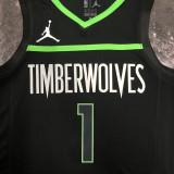 22/23 TIMBERWOLVES EDWAROS #1 Black Top Quality Hot Pressing NBA Jersey (Trapeze Edition)