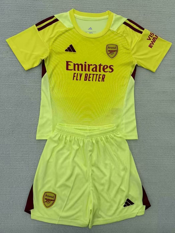 25/26 ARS Light Yellow  Goalkeeper Kids Soccer Jersey