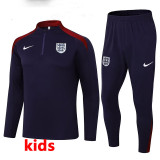 24/25  England Blue Purple Kids Half Pull Tracksuit  (半拉链)(儿童）