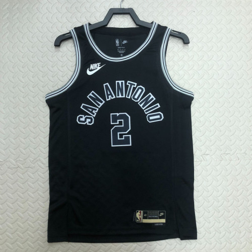 22/23 SA Spurs LEONARD #2 Black Top Quality Hot Pressing NBA Jersey (Retro Logo)