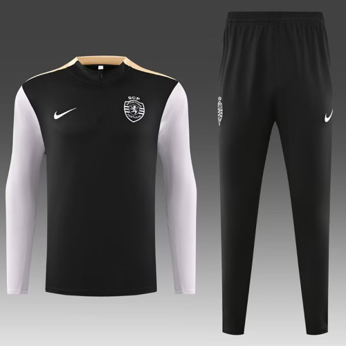 24/25 Sporting Lisbon  Black Half Pull Tracksuit  (半拉链)