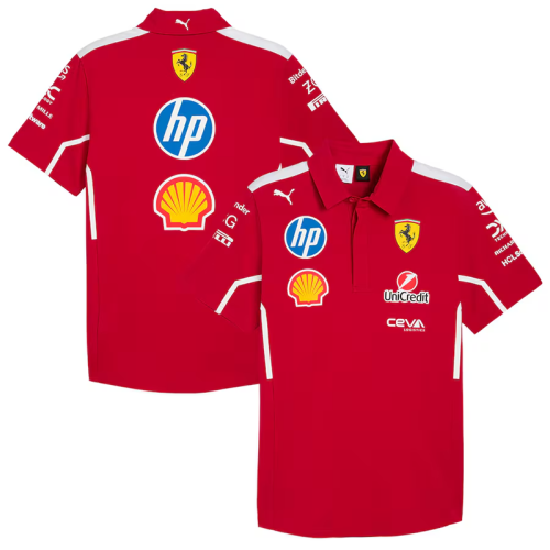2025 Ferrari  Red Polo Racing Suit（翻领）