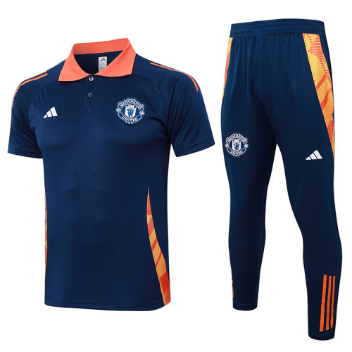 24/25 Man Utd Royal Blue Polo Collar Pants Set(C1112)