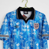 1990 England Away Blue Retro Soccer Jersey