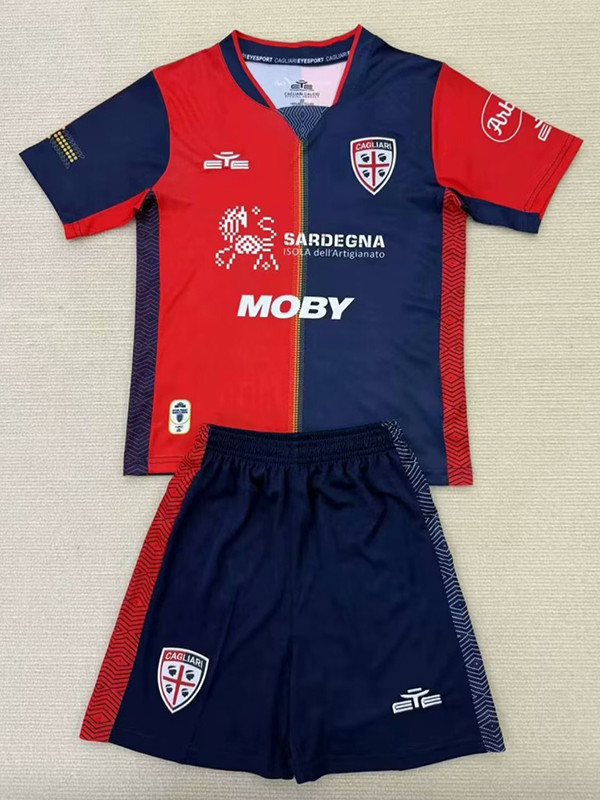24/25 Cagliari Home Kids Soccer Jersey
