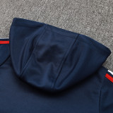 24/25 Italy Royal Blue Hooded  Half Pull Tracksuit(Add Fluff)  (半拉链、加绒F597)