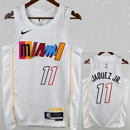 22/23 HEAT JAQUEZ JR. #11 White City Edition Top Quality Hot Pressing NBA Jersey