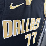 23/24 Dallas Mavericks DONCIC #77 Black Honor Edition Top Quality Hot Pressing NBA Jersey(V领)荣耀版