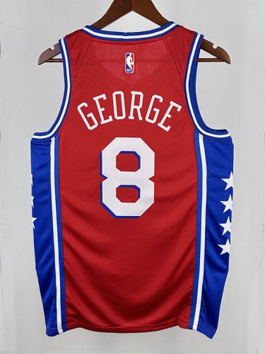22/23 76ERS GEORGE  # 8 Red Flying Man Top Quality Hot Pressing NBA Jersey飞人版