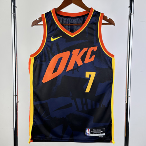 23/24 OKC Thunder HOLMGREN #7 Dark Blue City Edition Top Quality Hot Pressing NBA Jersey