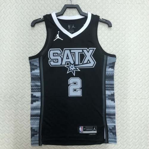 22/23 SA Spurs LEONARD #2 Black Top Quality Hot Pressing NBA Jersey (Trapeze Edition)