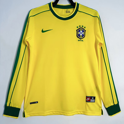 1998 Brazil Home Long Sleeve Retro Soccer Jersey