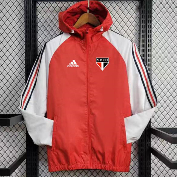 24/25 Sao Paulo FC Red &White Hooded Windbreaker