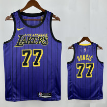20/21 LAKERS DONCIC'#77 Striped Purple Top Quality Hot Pressing NBA Jersey 20/21 LAKERS DONCIC'#77 Striped Purple Top Quality Hot Pressing NBA Jersey