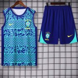 24/25  Brazil White Blue WaveTank top and shorts suit