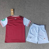 24/25 West Ham Home  Kids  Soccer Jersey(带广告）