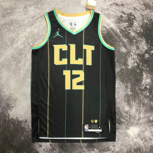 22/23 HORNETS OUBRE JR. #12 Black City Edition Top Quality Hot Pressing NBA Jersey