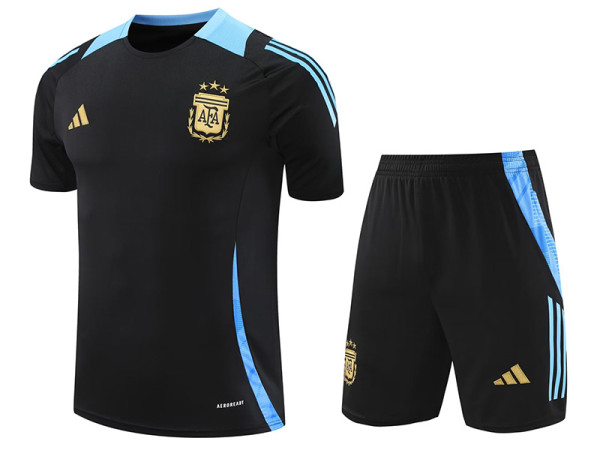 24/25 Argentina Black Training Short Suit(黑色蓝肩)