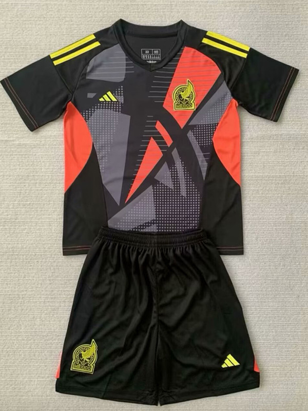 24/25 Mexico Black Goalkeeper Kids Soccer Jersey