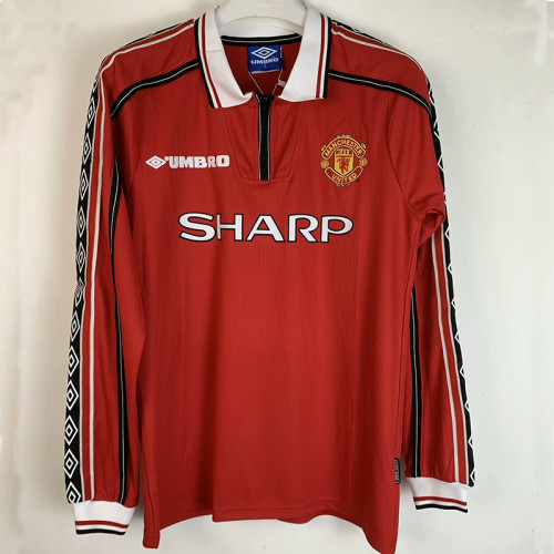 1998 Man Utd Home Long Sleeve Retro Soccer Jersey (长袖)