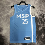 2019/2020 Timberwolves ROSE #25 Sky Blue Retro Top Quality Hot Pressing NBA Jersey