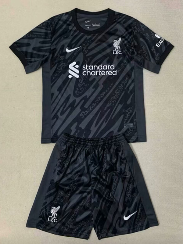 24/25 LIV  Grey Black Goalkeeper Kids Soccer Jersey