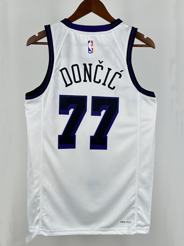 22/23 LAKERS DONCIC'#77 White City Edition Top Quality Hot Pressing NBA Jersey(V领）