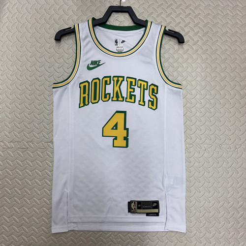22/23 ROCKETS GREEN #4 White Top Quality Hot Pressing NBA Jersey (Retro Logo)