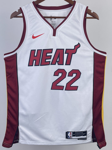 22/23 HEAT BUTLER #22 White Top Quality Hot Pressing NBA Jersey (V领）