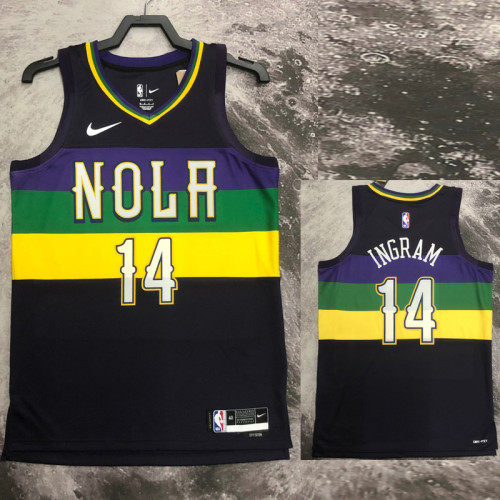 22/23 Pelicans INGRAM #14 Black City Edition Top Quality Hot Pressing NBA Jersey
