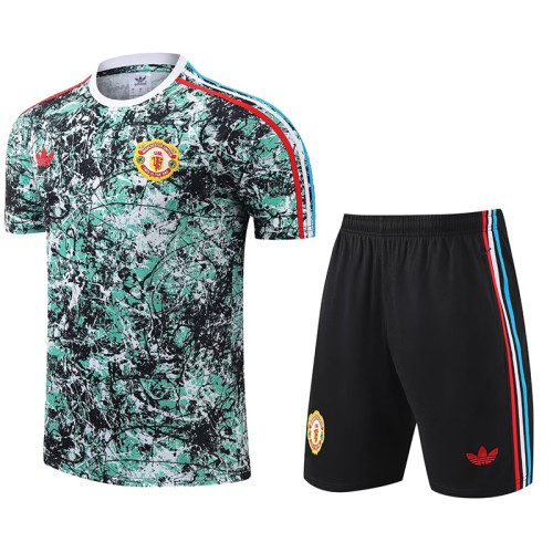 24/25 Man Utd  Green Printing  Training Short Suit