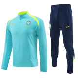 24/25 Brazil  Green Kids Half Pull Tracksuit (半拉链、童装）