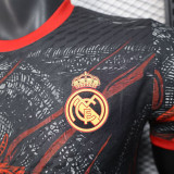 25/26 RMA Orange Dragon Pattern Black Player Version Soccer Jersey