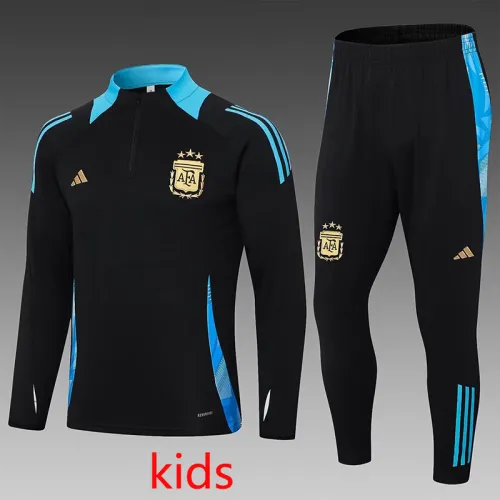 24/25 Argentina Black  Kids  Half Pull Tracksuit  (童装)(半拉链)