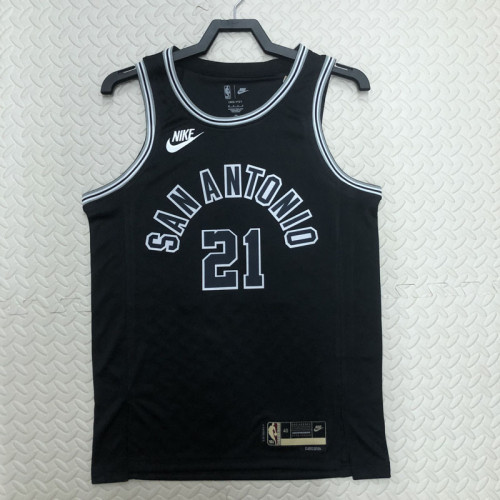 22/23 SA Spurs DUNCAN #21 Black Top Quality Hot Pressing NBA Jersey (Retro Logo)