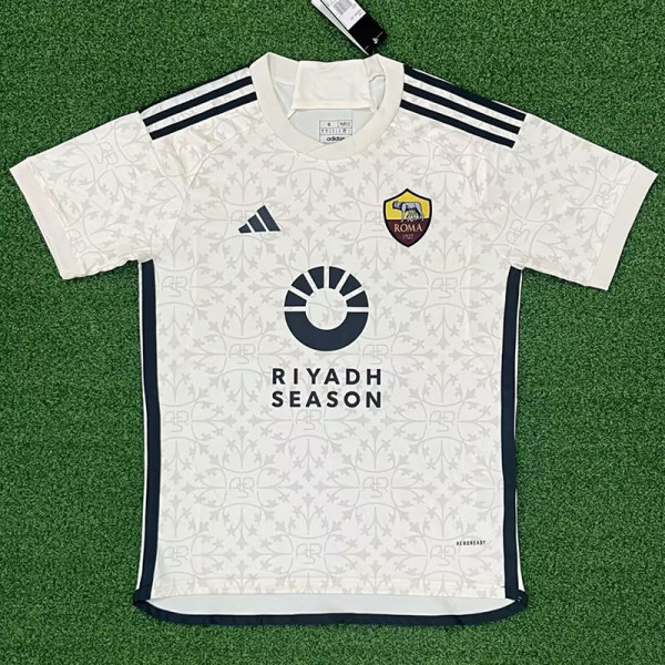 23/24 Roma Away Fans Soccer Jersey (Print RI..SE.+Au..Res.. )(胸前圆圈/背下广告)