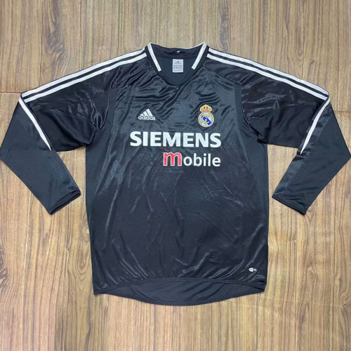 2004/2005 RMA Away Black Long Sleeve Retro Soccer Jersey (长袖)