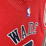 16/17 Bulls Wade Red # 3  Heat Pressed Retro NBA Jersey