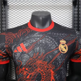 25/26 RMA Orange Dragon Pattern Black Player Version Soccer Jersey