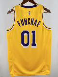 22/23 LAKERS EUNCHAE #01 Yellow Top Quality Hot Pressing NBA Jersey(圆领)