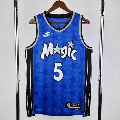 23/24 Magic BAANCHERO #5 Dark Blue Top Quality Hot Pressing NBA Jersey (Retro Logo)(V领)