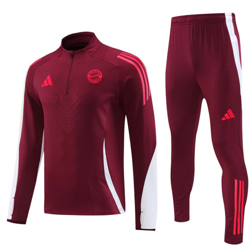 24/25  Bayern Bordeaux  Kids Half Pull Tracksuit  (童装、半拉链)
