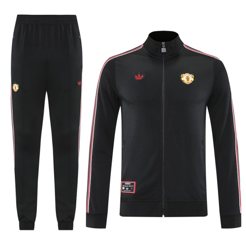 25/26  Man Utd Black Retro Edition Jacket Tracksuit#01